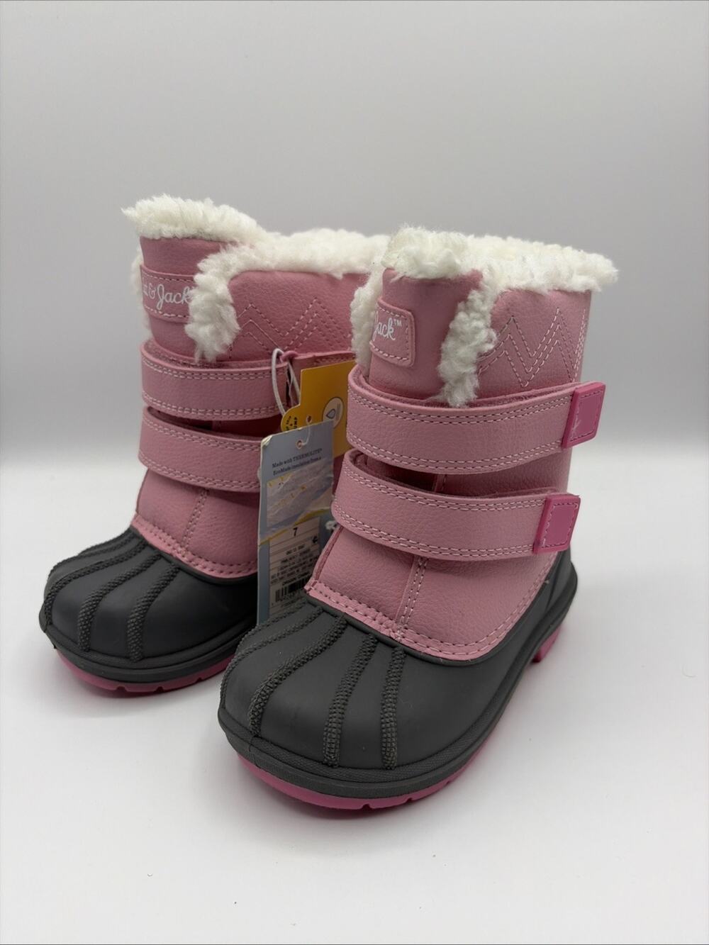 Cat & Jack Boots Girls Size 7 Pink Waterproof Faux Fur Winter Snow NWOB
